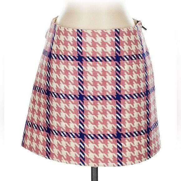 MONCLER Nylon blend Plaid Mini Skirt Sz EU 40 (US 6) Pink Lined Preppy Chic EUC - Picture 1 of 13